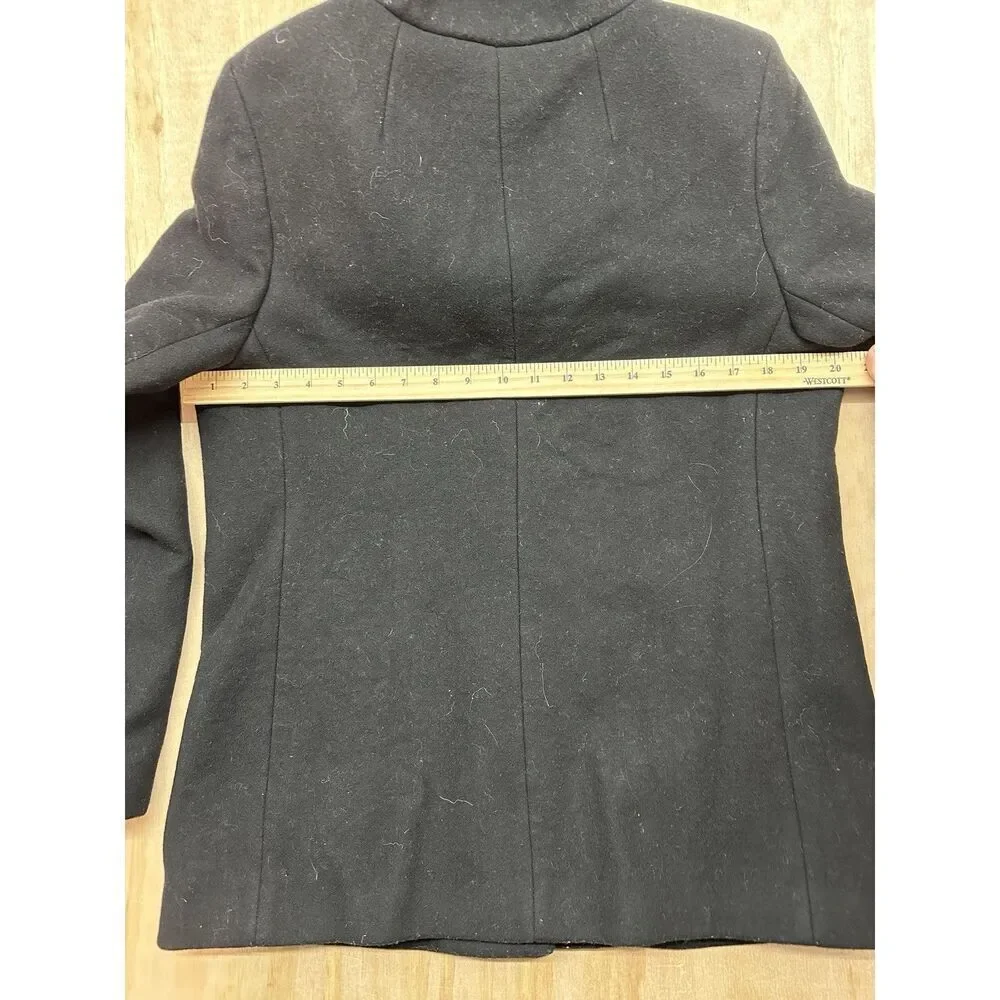 Babaton‎ Coat Wool Cashmere Sz Large Hood Black Soft Button Up Trench